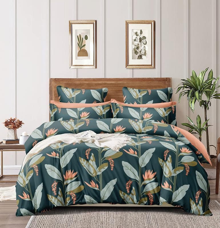 MORADO Glacecotton DoubleDuvet CoverRajai CoverBlanket Cover with Zipper 90x100 Inches Dark Green