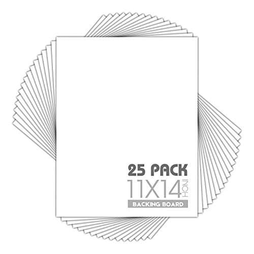 Mat Board Center, Pack of 25, 11x14 White Backing Boards, 4-Ply Thickness Cardboard for Picture/Photo/Framing Back Support