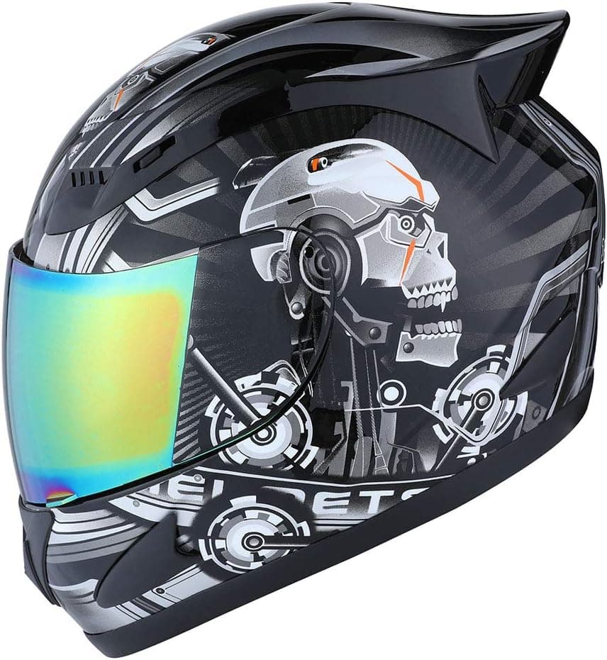 1Storm Motorcycle Bike Full Face Helmet Mechanic Skull - HJDJ11