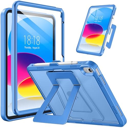 DTTO for iPad (A16) 11th Generation Case 11 Inch 2025, iPad 10th Generation Case 2022, Adjustable Kickstand, Built-in Screen Protector, Shockproof Protective Cover with Translucent Back, Blue