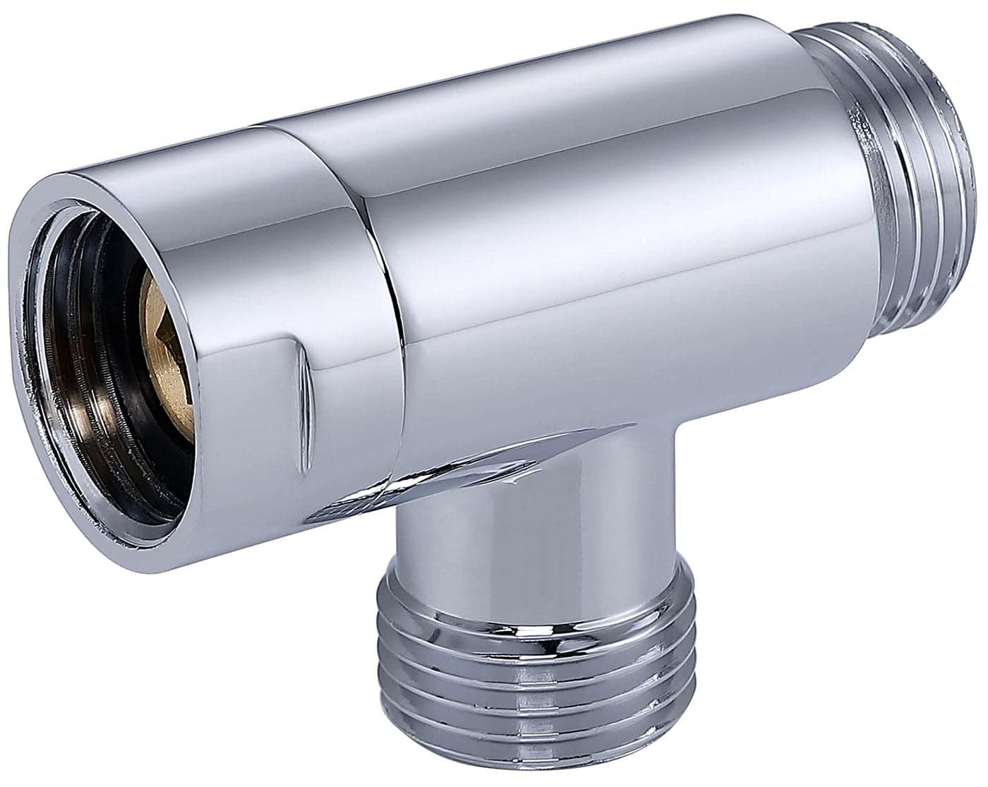 GPromise All Metal 3 Way Diverter Hose Fitting Tee T Shape Adapter Connector for Angle Valve Hose Bath Shower Arm Chrome