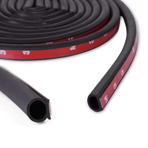GoldWheel D-Shape Heavy Duty Weather Stripping 3/8"×1/4" Rubber Seal Weatherstrip Hollow with Bulb Door Gasket Strip(Self-Adhesive) for Automotive Truck RV Door Window Soundproof, 10FT