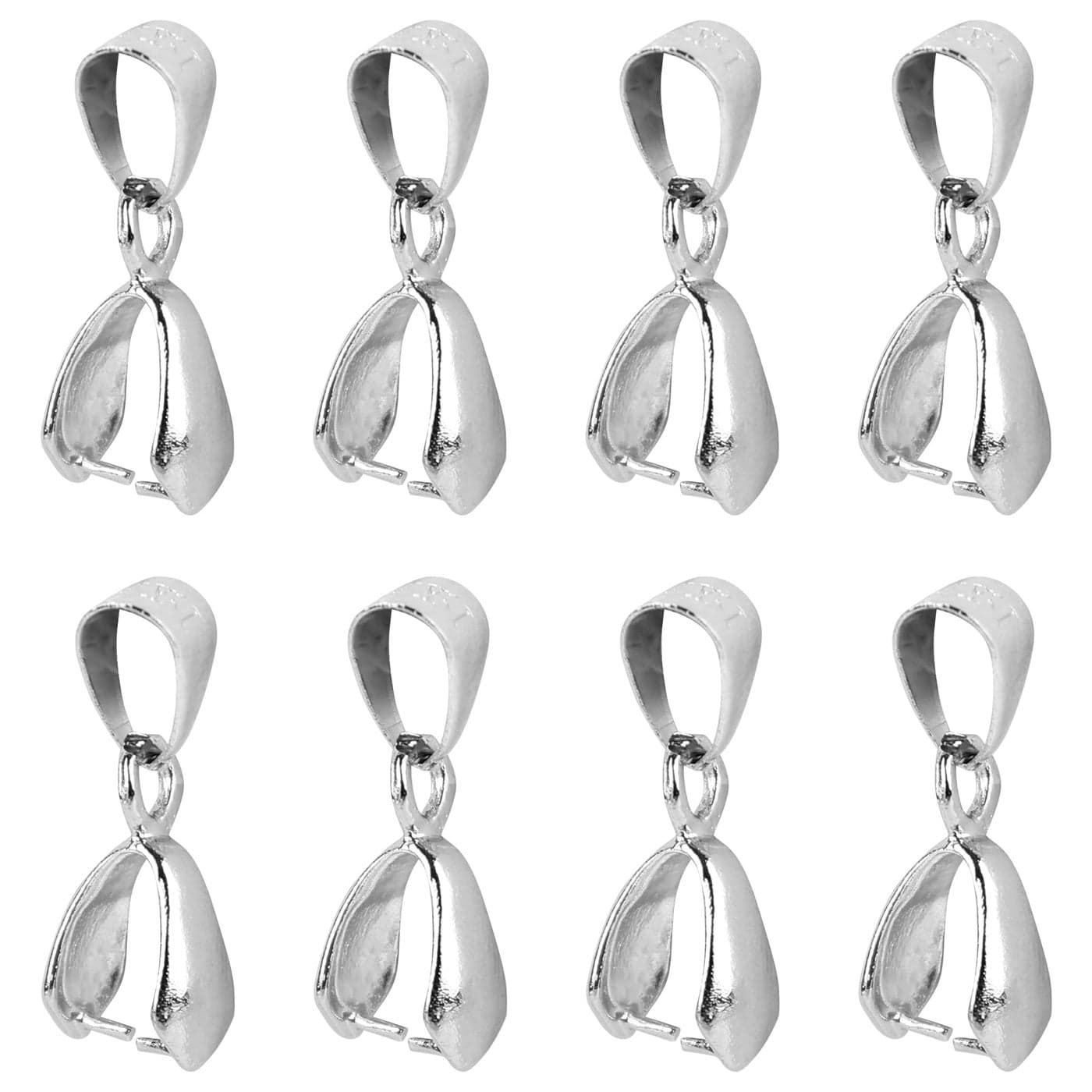 AUEAR 50 Pack Metal Pinch Clip Bail Clasp Dangle Bead Pendant Connector Findings for Jewelry Making Buckles Charm Connection Silver