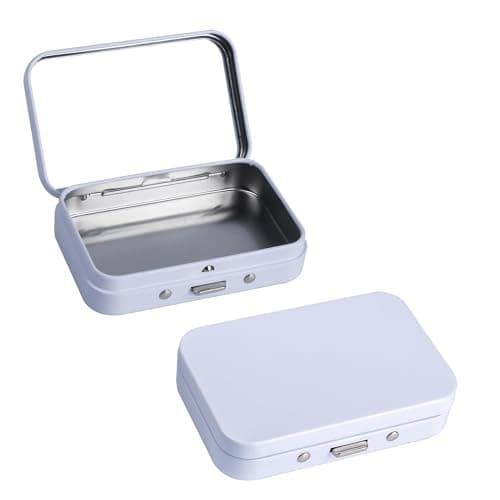 LIGHUFEIC 2Pack Dental Floss Portable Case,Refillable Portable Floss Pick Holder Container with Mirror,Small Floss Dispenser for Travel, Dates and Hotels(White)