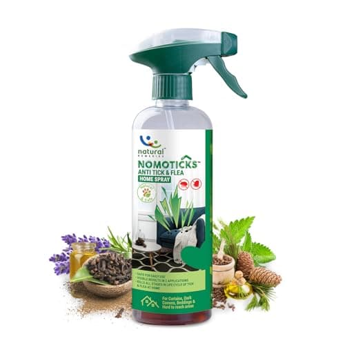 Natural Remedies Nomoticks Anti-Tick & Flea Home Spray, Kills Ticks & Fleas for Pet Beds,Furniture & Cracks, Fast-Drying, Non-Sticky, Daily Use, Natural Ingredients, Safe for Dogs, Cats & Pups-450 ml