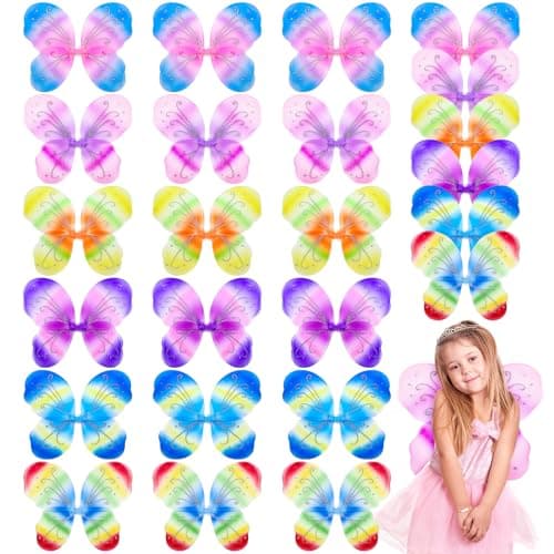 Junkin 24 Pcs Fairy Princess Butterfly Wings Angel Wing Costume Butterfly Bulk for Kids Girls Wedding Birthday Party FavorsGradient Colors24 Pcs