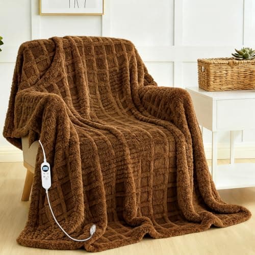 Eastsora Heated Blanket Electric,Waffle Heating Blanket with 12 Heat Levels, Fast Heating Blanket with 1-12 Timer Settings, Overheat Protection with ETL & FCC for Home Office Sofa-50"x60"