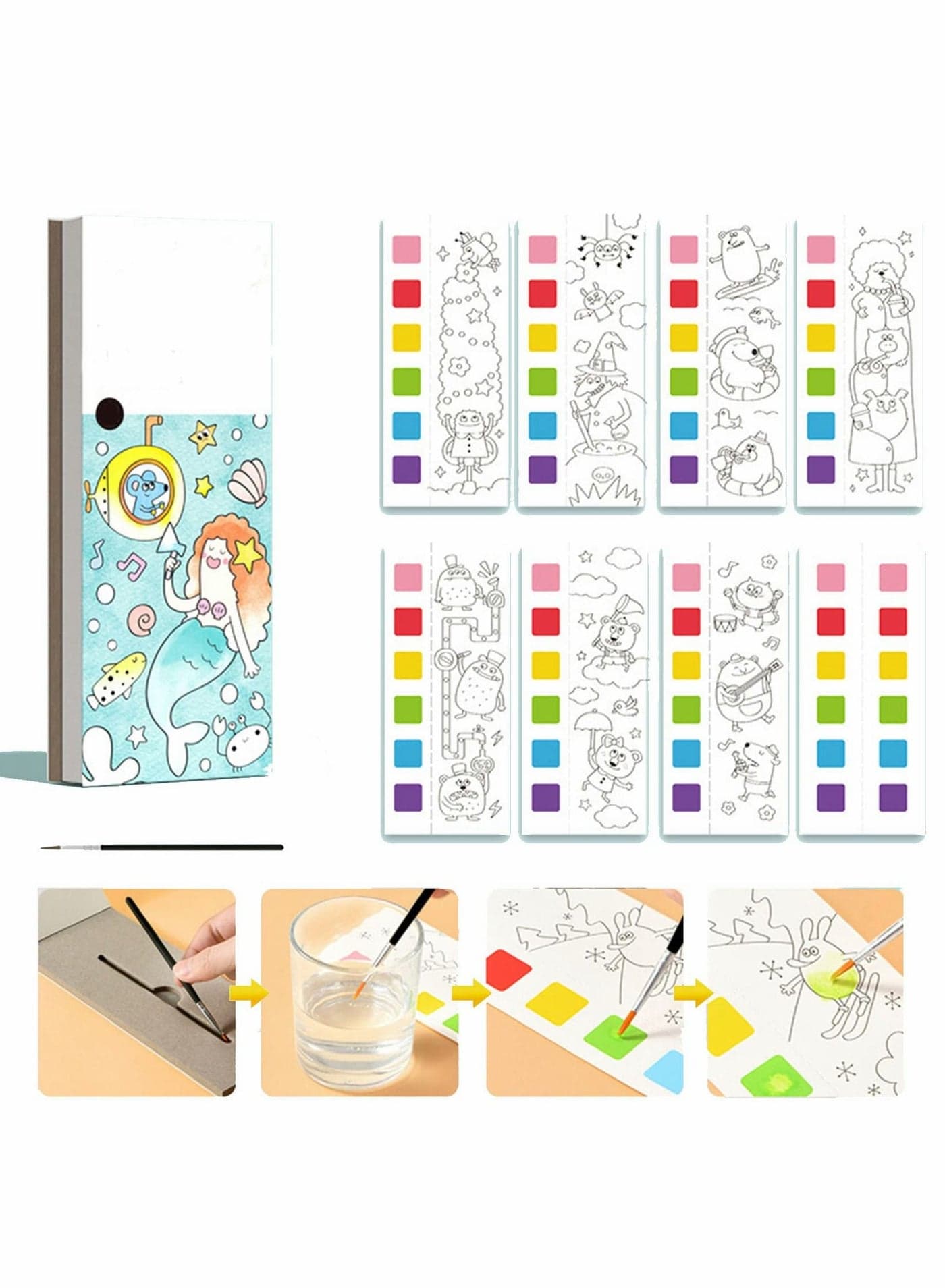 Watercolor Painting Book, Masterpieces Pocket Provides Hours of Fun, Improve Creativity and Concentration