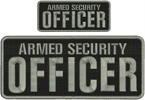 SMLTH Quality Grey Embroidery Patch 4x10 2x5 Hook Armed Security Officer