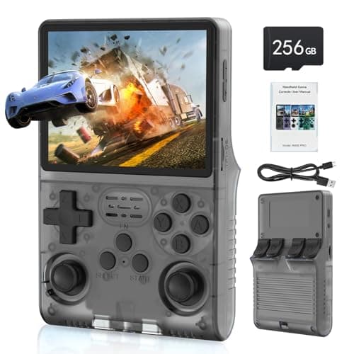 FVBADE30000 in 1 R40S PRO Handheld Game Console 35 inch IPS Screen Mini Retro Console 3800mAh Portable Pocket Arcade 45 Mainstream Emulator 256G TF Card TransparentBlack