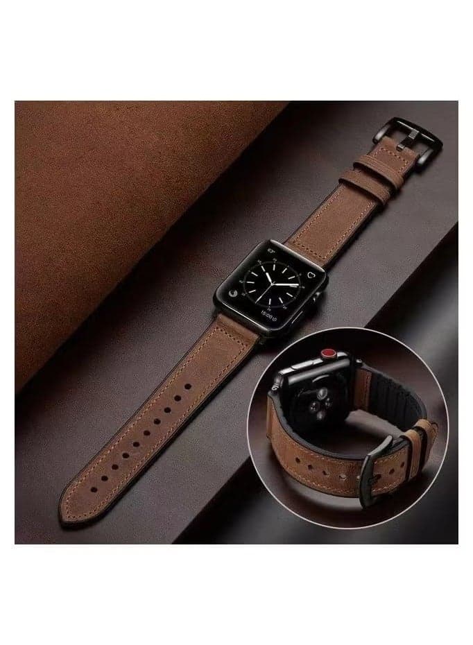 Premium Leather Apple Watch Strap Compatible with Apple Watch Band 38mm 40mm 41mm 42mm 44mm 45mm 49mm,Yola Leather Bracelet for iWatch Ultra 2/Ultra Series 9/8/7/6/5/4/3/2/1/SE/SE2 Women Men