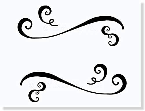 Swirls Set of 6 Vinyl Stickers Wall Art Decals Kitchen Living Room Home Décor Black