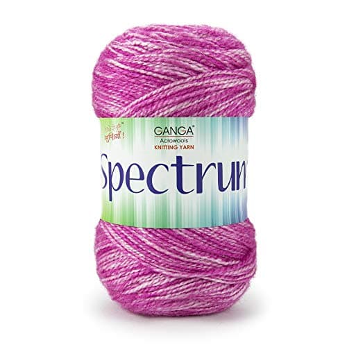 Ganga Acrowools Spectrum Yarn -100% Acrylic Yarn, Hand Knitting and Crochet Yarn, Pack of 2 Balls - 100gm Each (Dark Pink White - PTS2531)