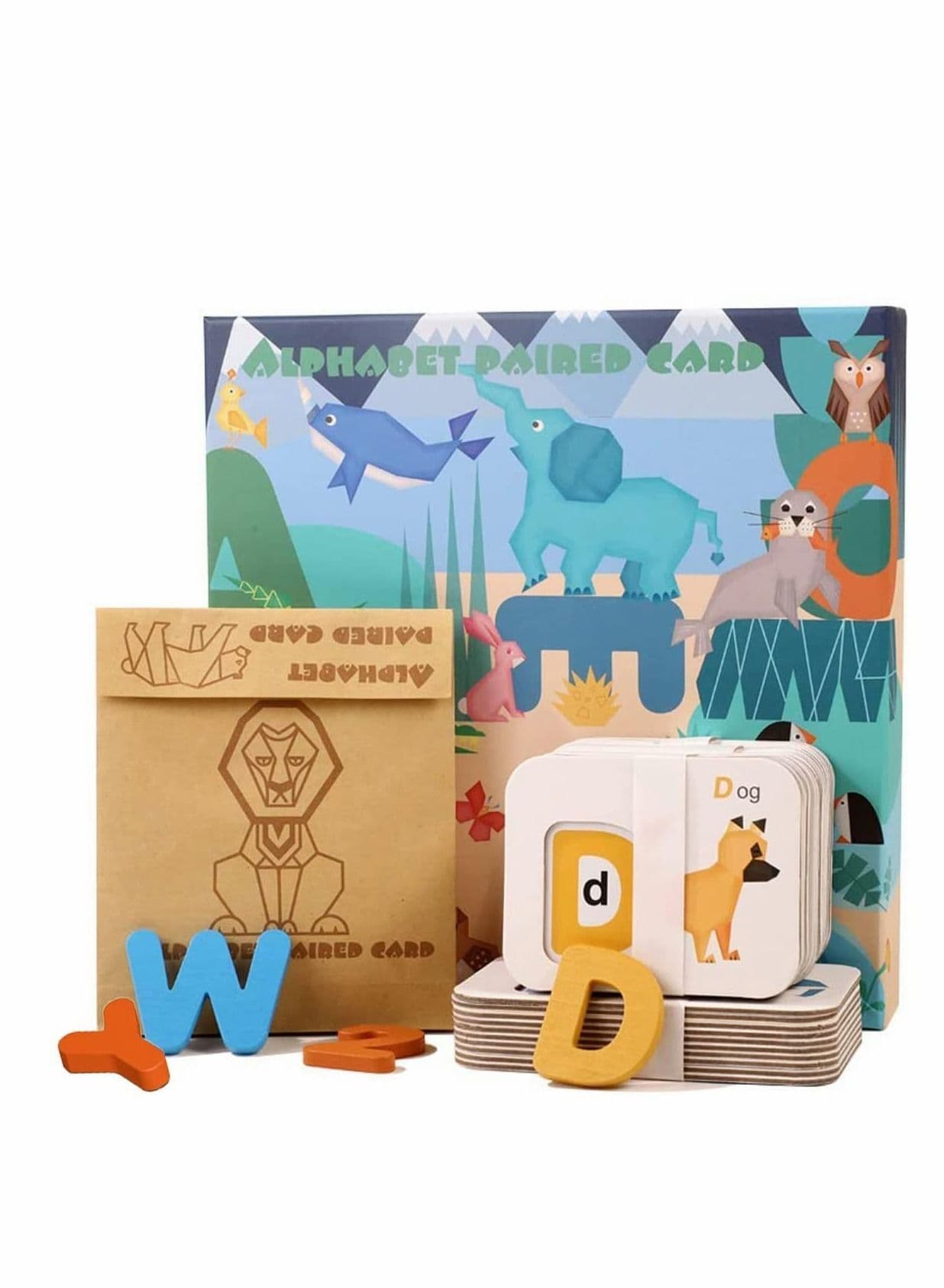 Learning Flash Card, Kid Alphabet Number Animal Matching with ABC Wooden Block, Preschool Game Montessori Toys Wooden, Puzzle Gift, Kids Early Education(46 pcs)
