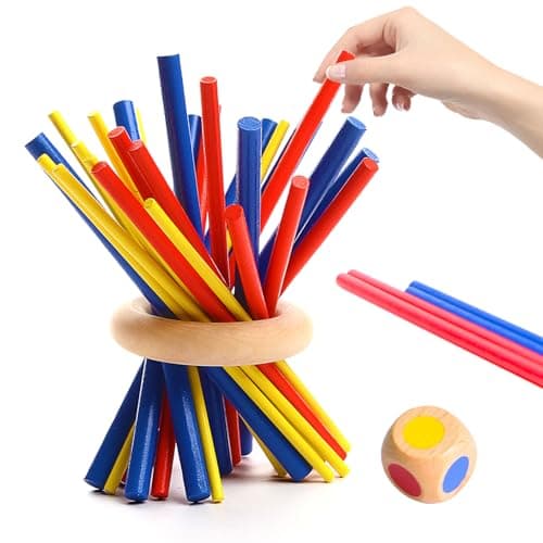 Wanheart Balance Fun Wooden Stick Toys Family Game for Kids Adults Seniors Enhances Coordination Focus Patience Training Perfect for Family Gatherings Parties Travel