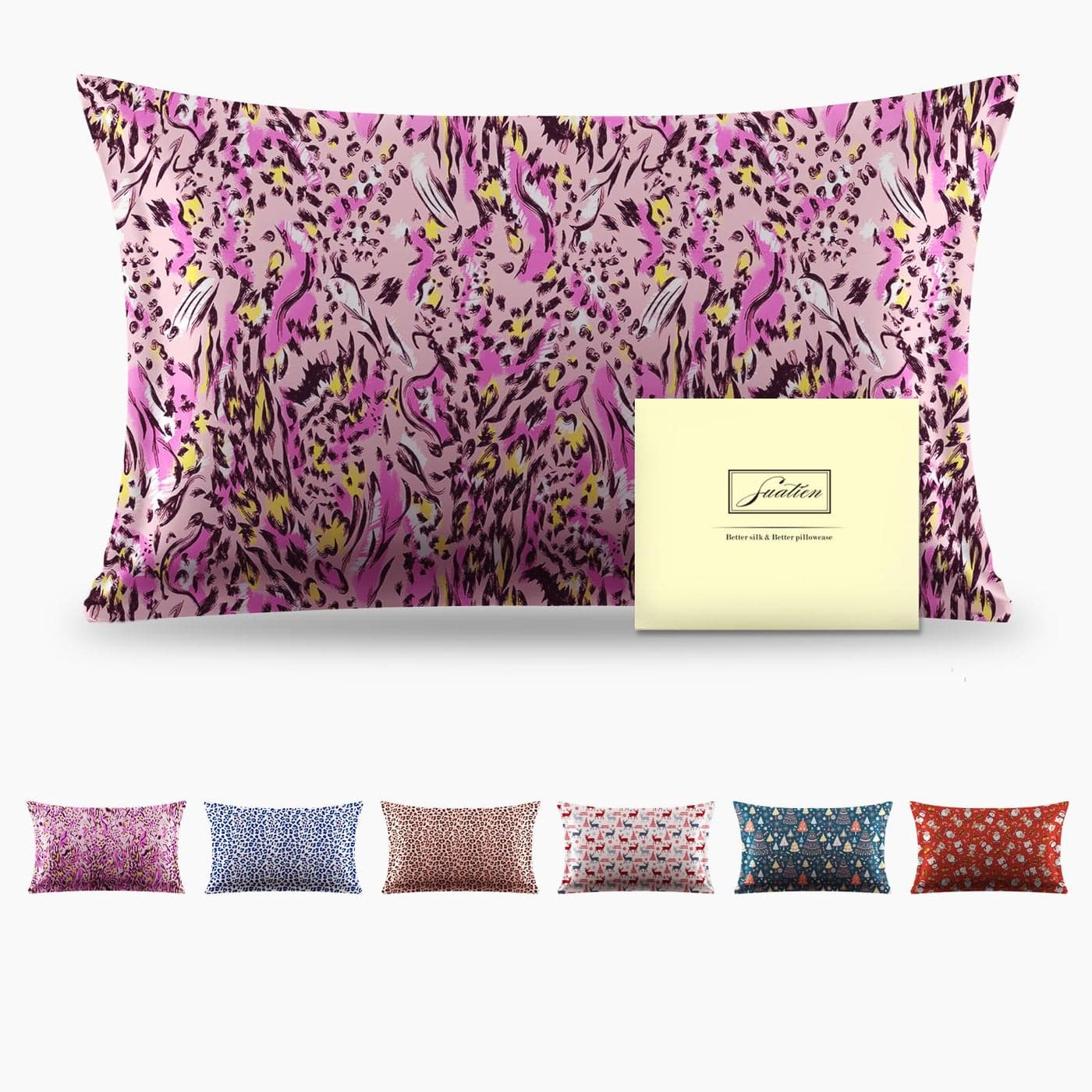 Mulberry Silk Pillowcase for Hair and Skin Standard Size Leopard Print Silk Pillow Cases with Zipper Soft Breathable Smooth Cooling Silk Pillow Covers for Sleeping Pink Paint20X 261Pcs