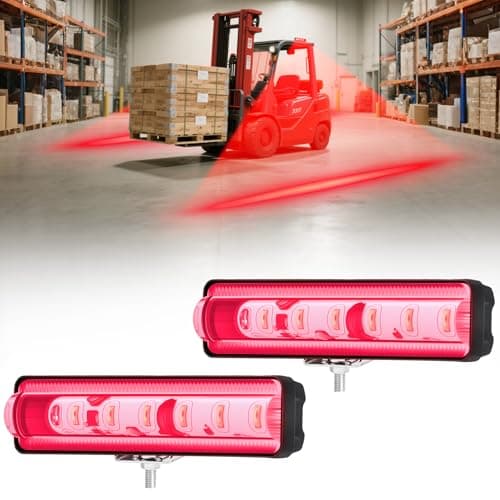 HSYFUNA LED Forklift Safety Light Red for AGV Automated Guided Vehicle Forklift Truck Industrial Lift Warehouse Safety IP67 Waterproof Aluminum Housing 2PCS