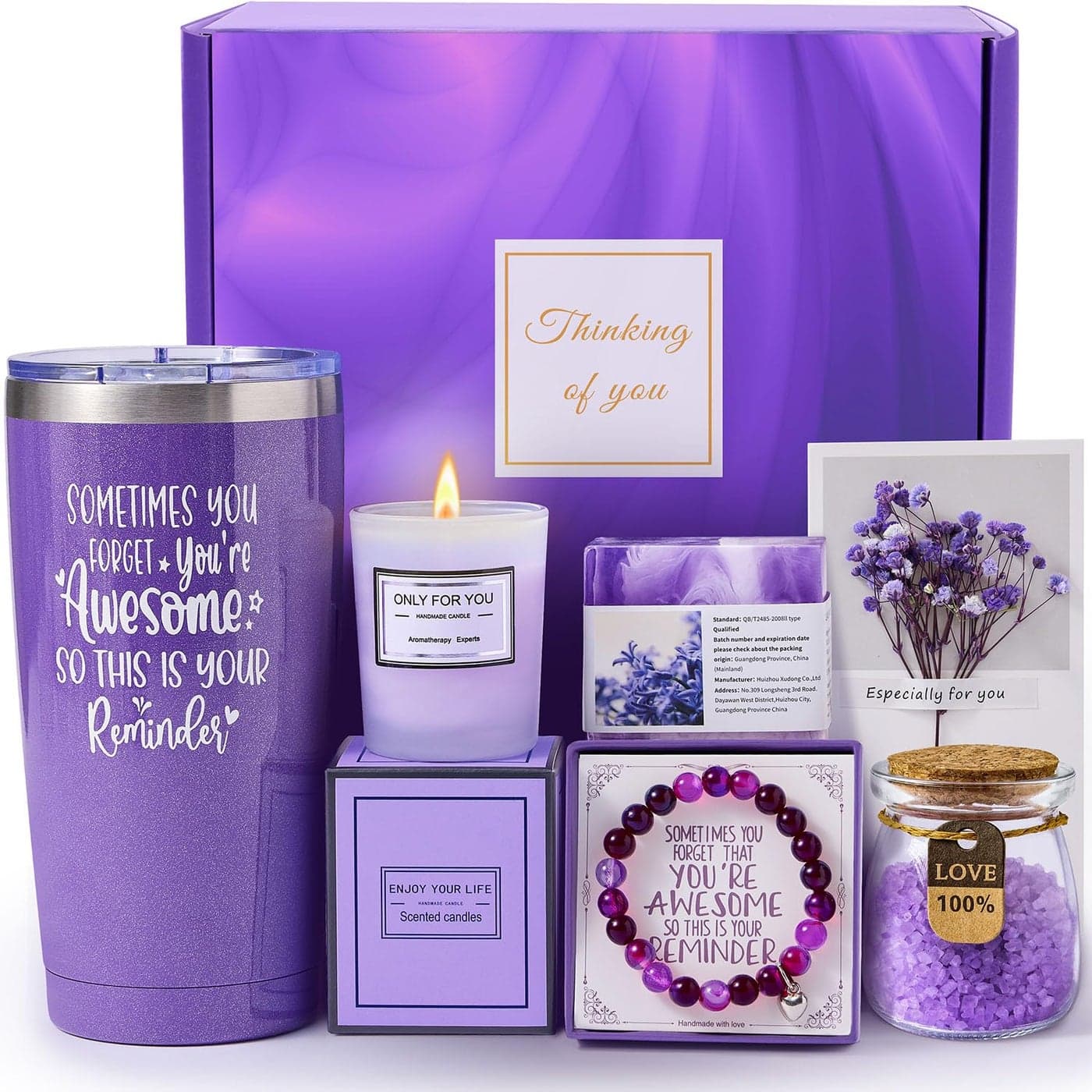 CITTA Gifts for Women Mom Wife Her Unique Birthday Mothers Day Thank You Gift for Women Best Friend Lavender Spa Bath Gift Basket Set for Her Self Care Get Well Retirement Appreciation Gifts