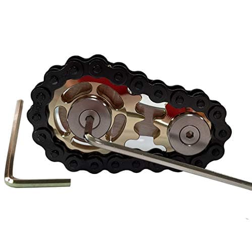Bitopbi Stainless Steel Sprocket Fidgets Chain Fidget Cube Gears Linkage Bike Chain Novelty Fidget Block Kinetic Desk Metal EDC Focus Meditation Break Bad Habits ADHD GoldBlack
