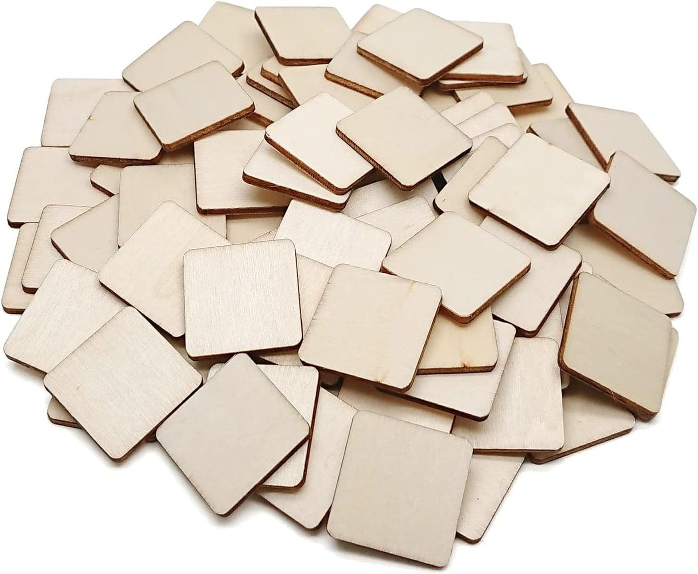 American Elm 100 Pcs 1 Inch Unfinished Wood Pieces, 3mm Thickness, Blank Squares Round Corner for Painting, Writing, Carving, Letter Scrabble Wooden Craft