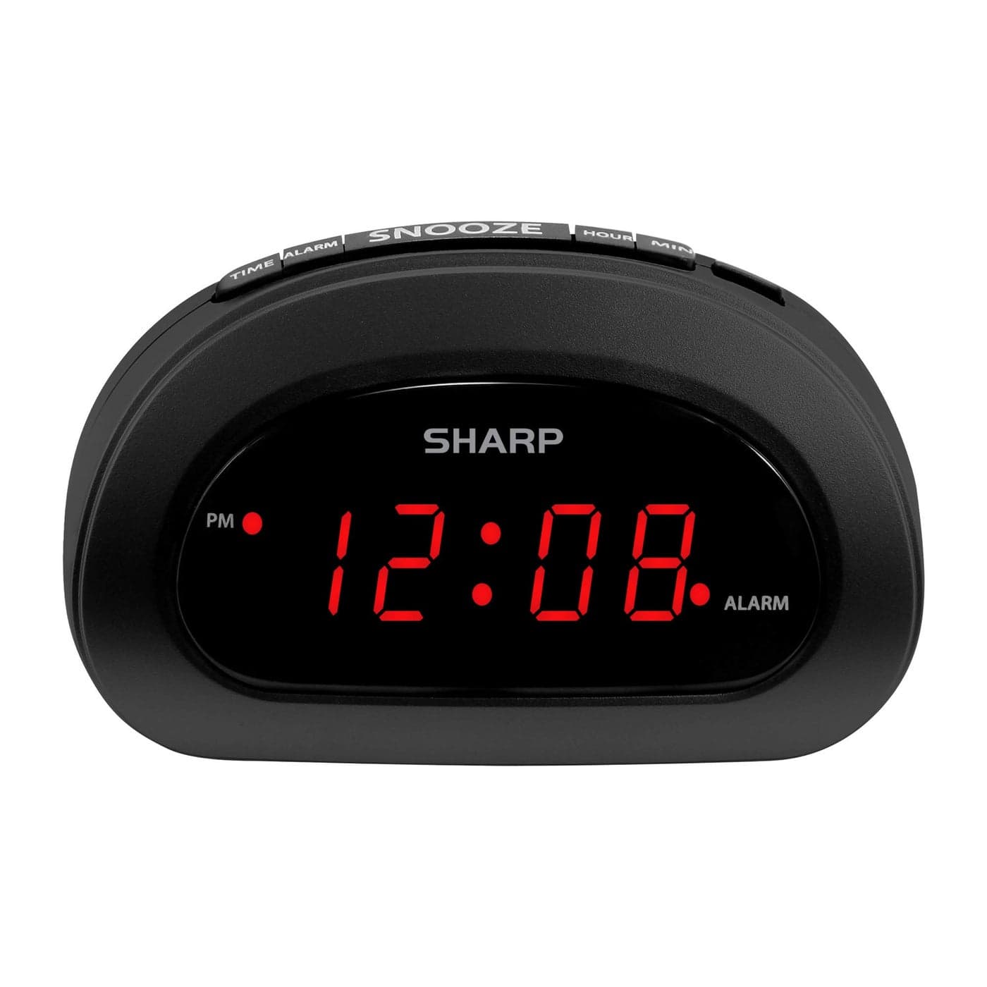 Sharp Small SpaceSaving Digital Alarm Clock Compact Bedside Clock with Large Red LED Display Easy Top Button Controls Snooze and Battery Backup Perfect for Bedroom Dorm or Travel