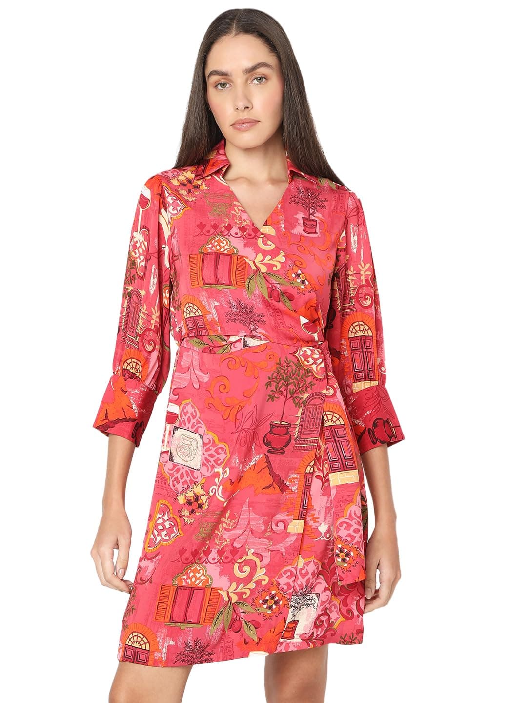 VERO MODA Women's Fit and Flare Red Dress