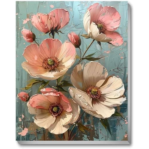 TCDZMYGS Flower Paint by Numbers Kit for Adults Beginner Adult Paint by Number Kits on Canvas with Frame DIY Acrylic Oil Painting by Numbers Kits for Home Wall Decor 10x12 inch