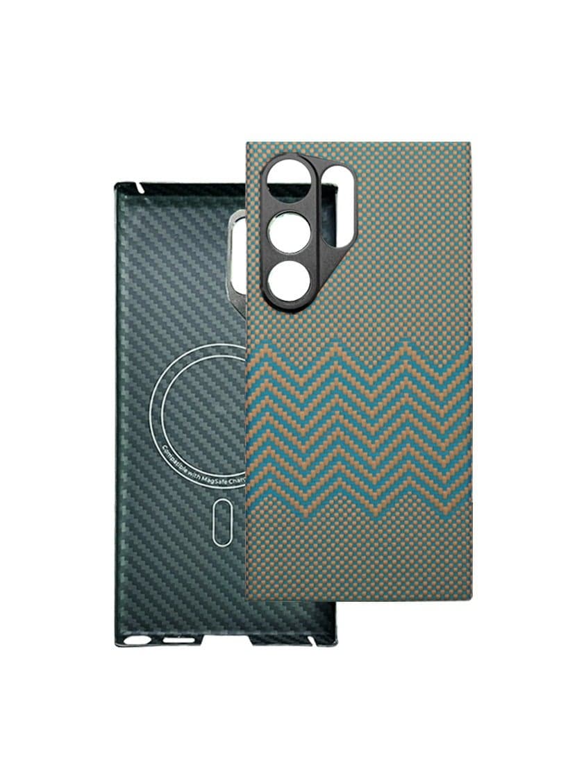 Case for Samsung Galaxy S23 Ultra with MagSafe, Slim Light Minimalist Style Protective Cover, 1500D Aramid Fiber Made, Carbon Fiber Texture, Wave
