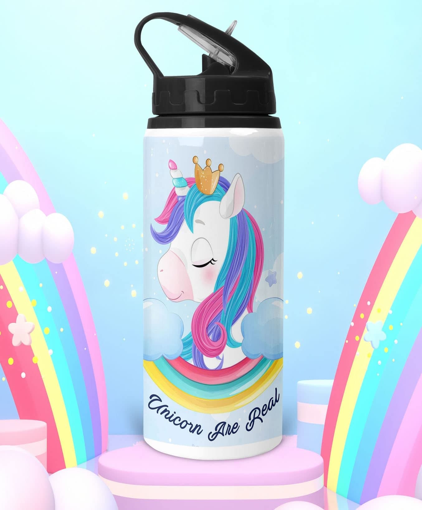 NH10 DESIGNS Unicorn Are Real Printed Water Bottle For Kids, Aluminium Sipper Water Bottle 750ml, Birthday Gift For Girls, Boys, Friends, Kids Water Bottle For School, Best Gift For Unicorn Lovers -UNCRNLIDSIP 20