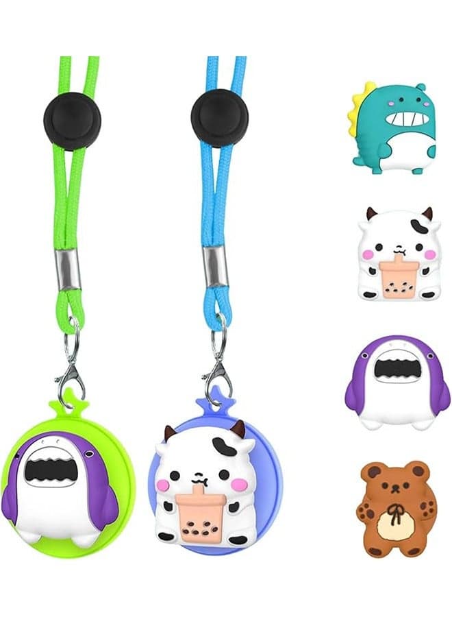 Pack of 2 AirTag Chain Children, Child-Friendly AirTag Necklace, Comfortable and Adjustable Silicone Case, for Apple AirTag GPS Tracker, for Everyday Use, Blue and Green