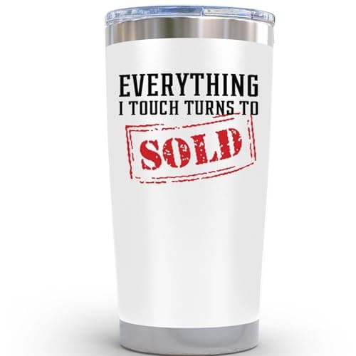 KLUBI Real Estate Agent Gift – Everything I Touch Turns To Sold Tumbler 20oz, Realtor Gifts for Men & Women, Real Estate Supplies for Agents, Fun Cup for Sales Reps