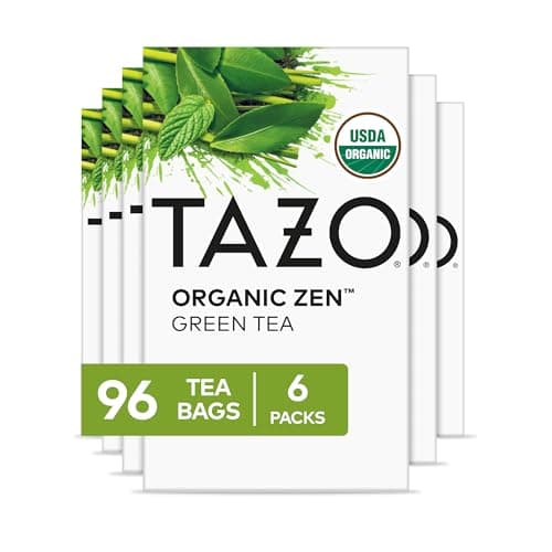 TAZO Organic Zen Green Tea Bags Caffeine Free Tea with Refreshing Lemongrass Spearmint 96 Total Tea Bags 16ct Pack of 6