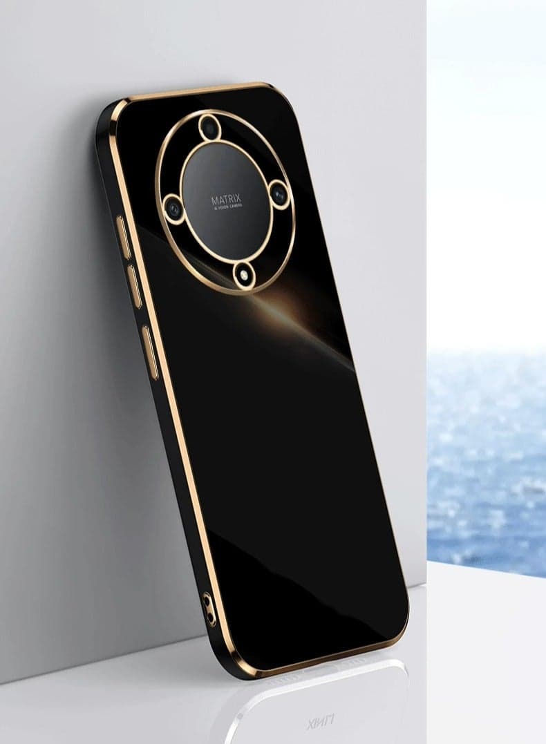 Honor X9A 5G Black Mobile Phone Case Cover, Luxury Plating Soft Back Cover, Raised Full Camera Protection