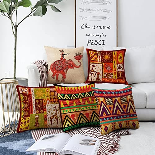 AEROHAVEN™ Set of 5 Decorative Hand Made Jute Throw/Pillow Cushion Covers - CC-147 (20 inch x 20 inch)
