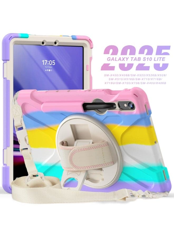 Case for Samsung Tab S10 Lite 10.9 inch 2025 with pen slot shockproof case with 360 degree rotatable stand hand strap