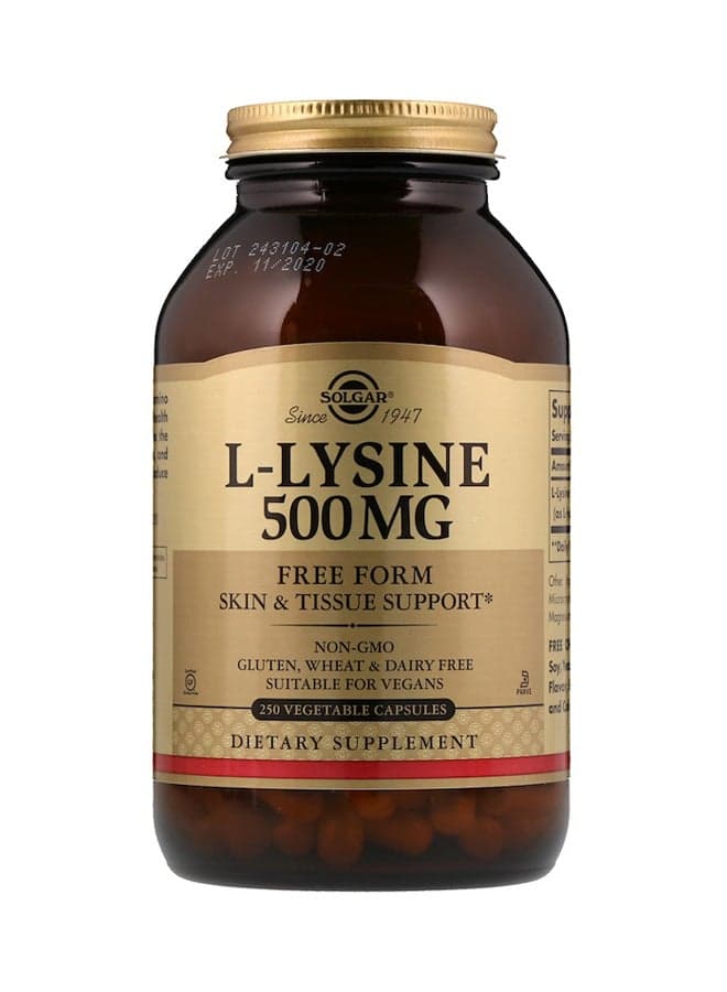 L-Lysine 500mg - 250 Vegetable Capsules