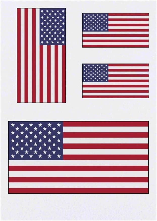 4 x American Flag Temporary Tattoos Water Resistant SkinSafe NonToxic Transfers Mixed Sizes TO00014483