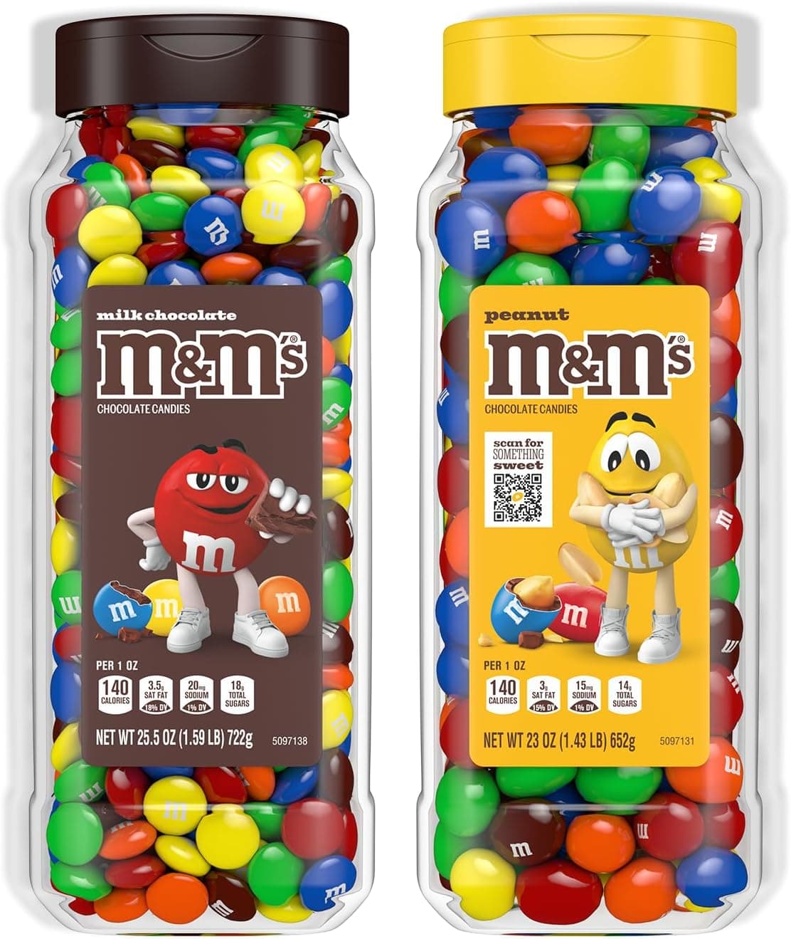 M&M’s Milk Chocolate and Peanut Bulk Candy Jars - Assorted Chocolate Candies, 48.5 Oz Total (Pack of 2)
