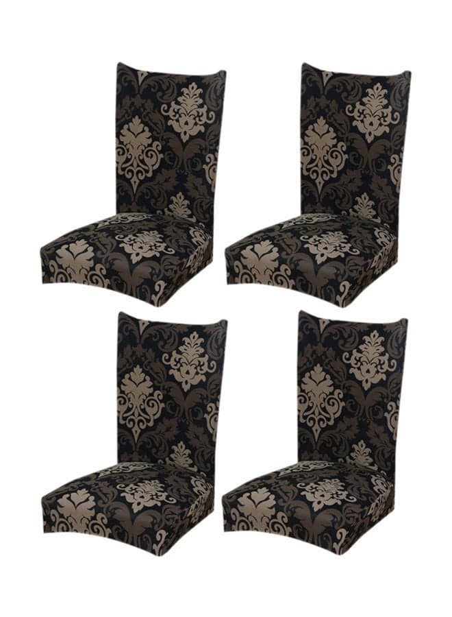 4-Piece Bohemian Design Dining Chair Cover Set Black/Brown/Beige