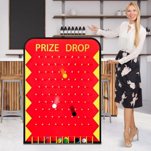 Blosssound 413 x 295 Extra Large Prize Drop Board Game Family Foldable Wood Disk Drop Game with 24 Colored Wooden Discs for Party Show Carnival ActivityCasino Style