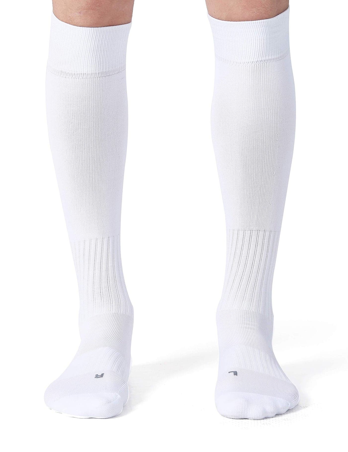 CelerSport 2 Pack Soccer Softball Baseball Socks for Youth Kids Adult Over-The-Calf Football Socks with Cushion, White (2 Pack), Medium