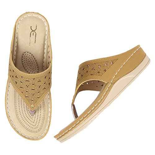 XE Looks Women's Beige Doctor Slippers | Intricate Cut-Out Design with Cushioned Footbed | Lightweight, Anti-Slip Sole With Supportive Arch Doctor Slipper For Girls & Women