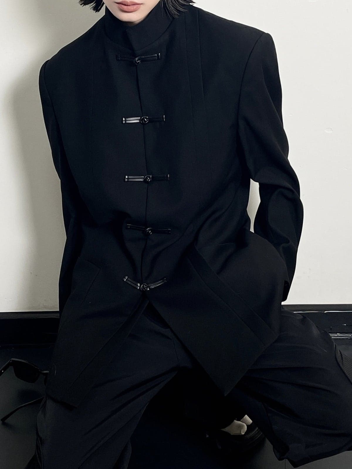 Chinese Men'S Wear Light Guofeng Lapel Shirt With Buckle Shirt Hanfu Zhongshan Suit Jacket