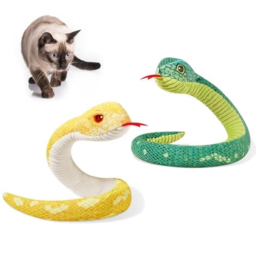 Potaroma Cat Toys Realistic Snake Catnip Crinkly Sound Toy 2 Pcs for Halloween Mesh Fabric for Teeth Cleaning Interactive Kicker Toys for Indoor Kitten Exercise 20 Inches