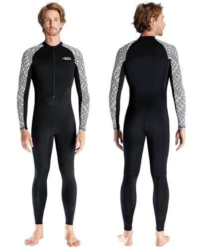 Skyone Dive Skins Swimsuit Full Body Rash Guard for Men Women Thin Wet Suit Scuba Skin UV Protection Long Sleeve One Piece Quick Dry Wetsuits Diving Skin for Snorkeling Black Men Small