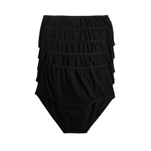 Marks & Spencer Solid Black Cotton Lycra Womens 5 Pack Full Briefs