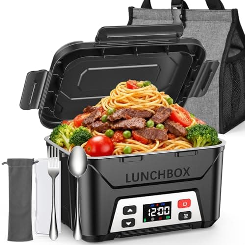 EAST OAK Heated Lunch Box for MenElectric Lunch BoxCordless Battery Powered 55Cups Self Heating Food HeaterMemory Function Auto Keep Warm for WorkTravelOfficeTrucksClassic Black