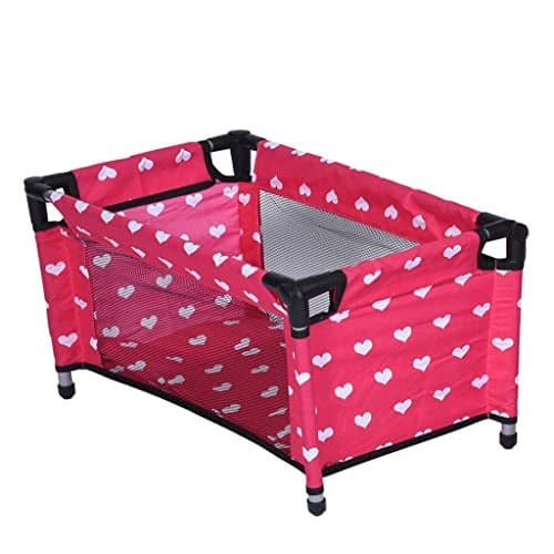 Doll Fold n Store Pack N Play Doll Play Yard with Cute Hearts Design
