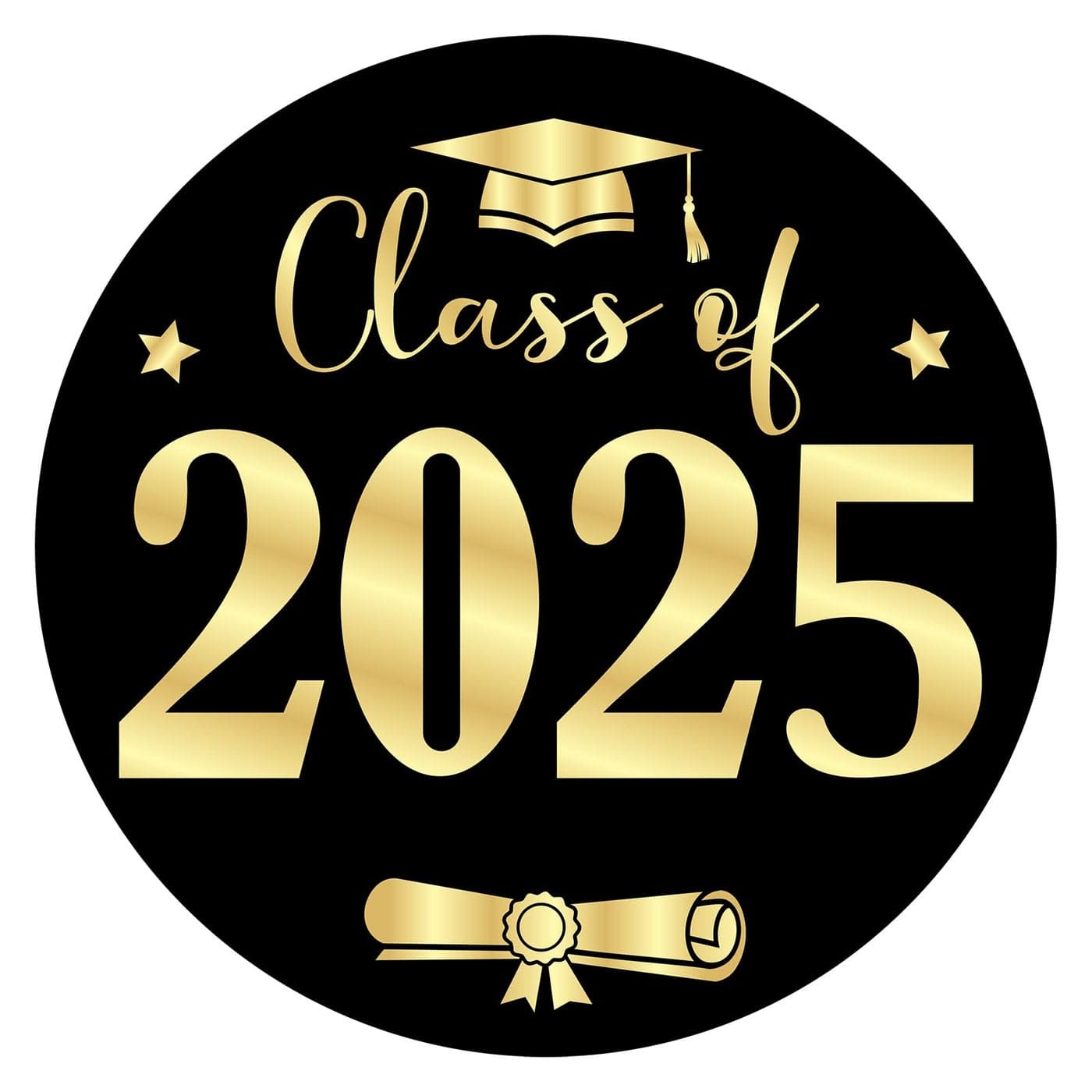 Anwyll Graduation Stickers 2025 Gold Black Class of 2025 Stickers 60Pcs 175In Graduation Envelope Seal Label Sticker SelfAdhesive Congrats Grad Cap Hat Sticker for Senior College Grad Party Favor