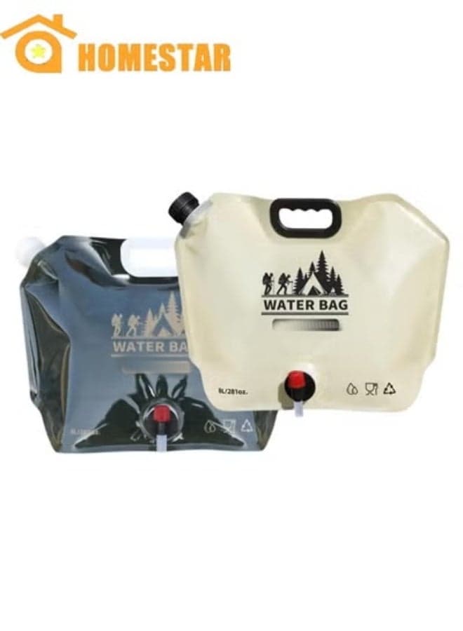 2-Pack, 8L Collapsible Camping Water Tank with Tap, BPA Free Food Grade PET Portable Outdoor Water Storage Bag for Hiking, Travel